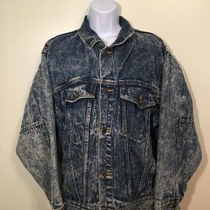 Vintage Acid Washed Denim Jacket Medium